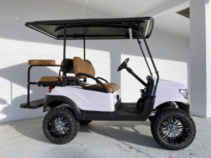 White Alpha With Saddle Seats Custom Golf Cart 03
